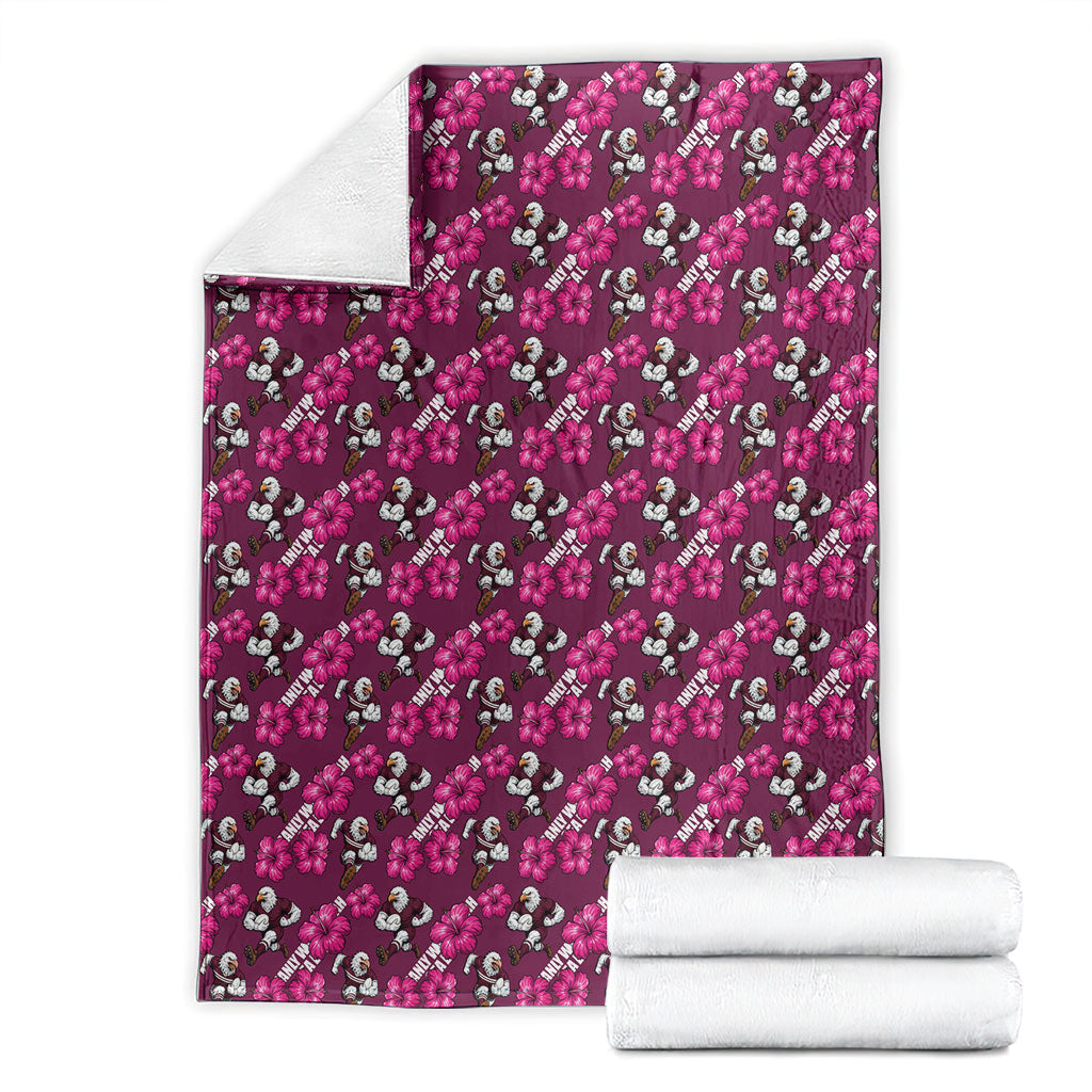 Manly Warringah Sea Eagles Blanket Tropical Hibiscus Floral Seamless Rugby Mascot