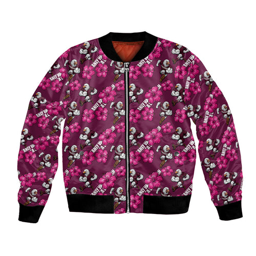 Manly Warringah Sea Eagles Bomber Jacket Tropical Hibiscus Floral Seamless Rugby Mascot