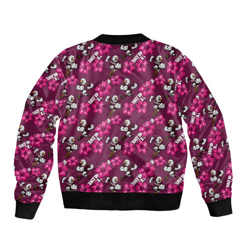 Manly Warringah Sea Eagles Bomber Jacket Tropical Hibiscus Floral Seamless Rugby Mascot
