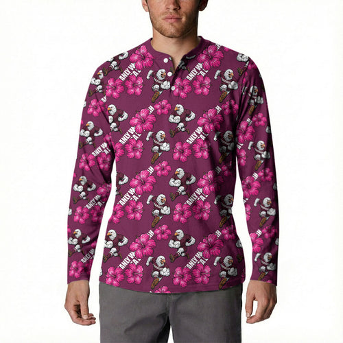 Manly Warringah Sea Eagles Button Sweatshirt Tropical Hibiscus Floral Seamless Rugby Mascot
