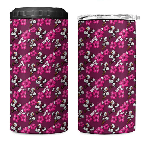 Manly Warringah Sea Eagles 4 in 1 Can Cooler Tumbler Tropical Hibiscus Floral Seamless Rugby Mascot