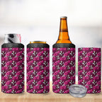 Manly Warringah Sea Eagles 4 in 1 Can Cooler Tumbler Tropical Hibiscus Floral Seamless Rugby Mascot