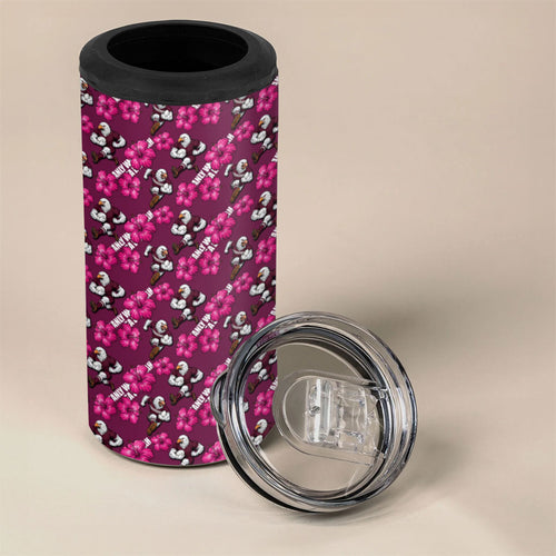 Manly Warringah Sea Eagles 4 in 1 Can Cooler Tumbler Tropical Hibiscus Floral Seamless Rugby Mascot