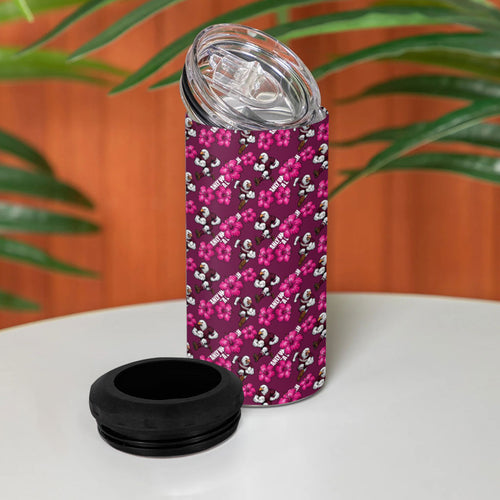 Manly Warringah Sea Eagles 4 in 1 Can Cooler Tumbler Tropical Hibiscus Floral Seamless Rugby Mascot