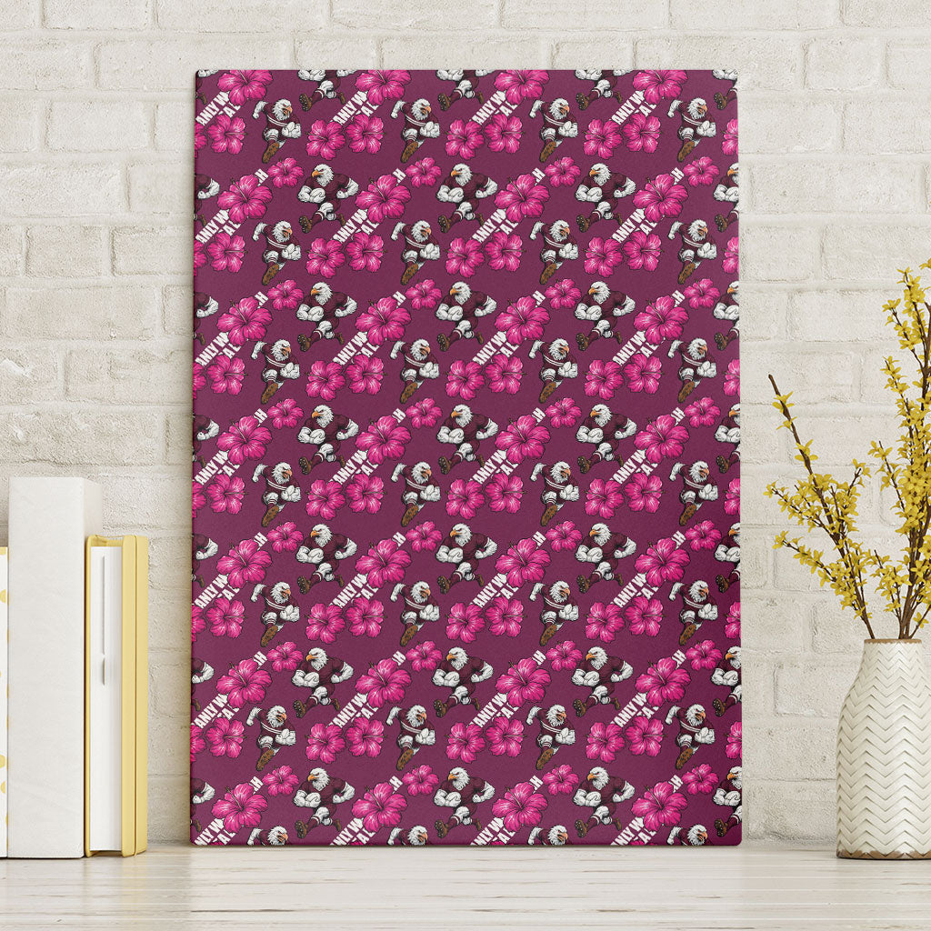 Manly Warringah Sea Eagles Canvas Wall Art Tropical Hibiscus Floral Seamless Rugby Mascot