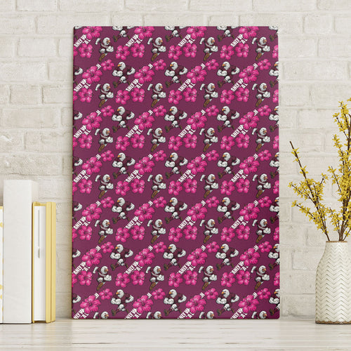 Manly Warringah Sea Eagles Canvas Wall Art Tropical Hibiscus Floral Seamless Rugby Mascot