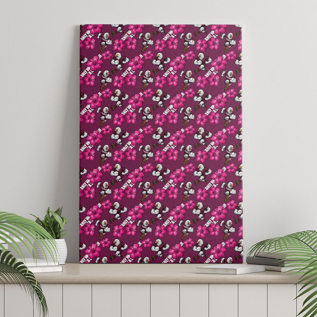 Manly Warringah Sea Eagles Canvas Wall Art Tropical Hibiscus Floral Seamless Rugby Mascot