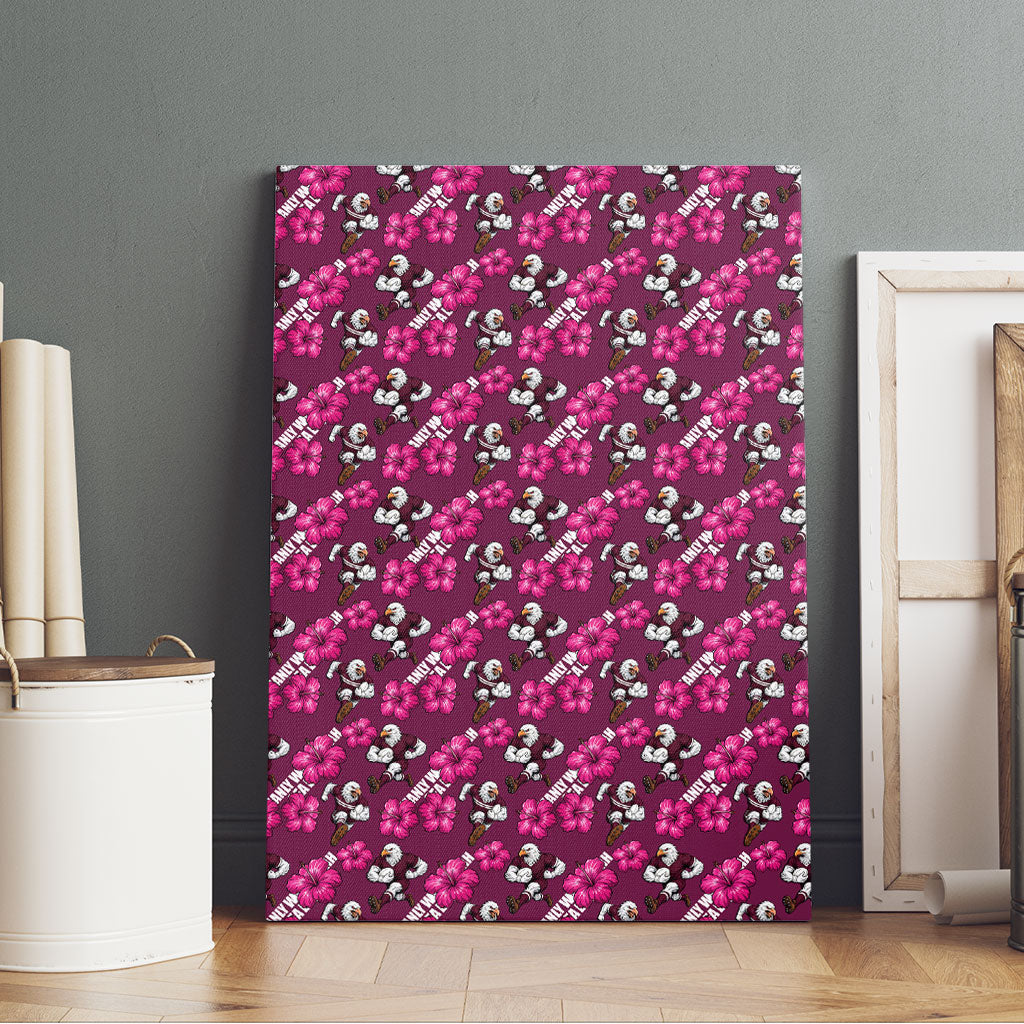Manly Warringah Sea Eagles Canvas Wall Art Tropical Hibiscus Floral Seamless Rugby Mascot