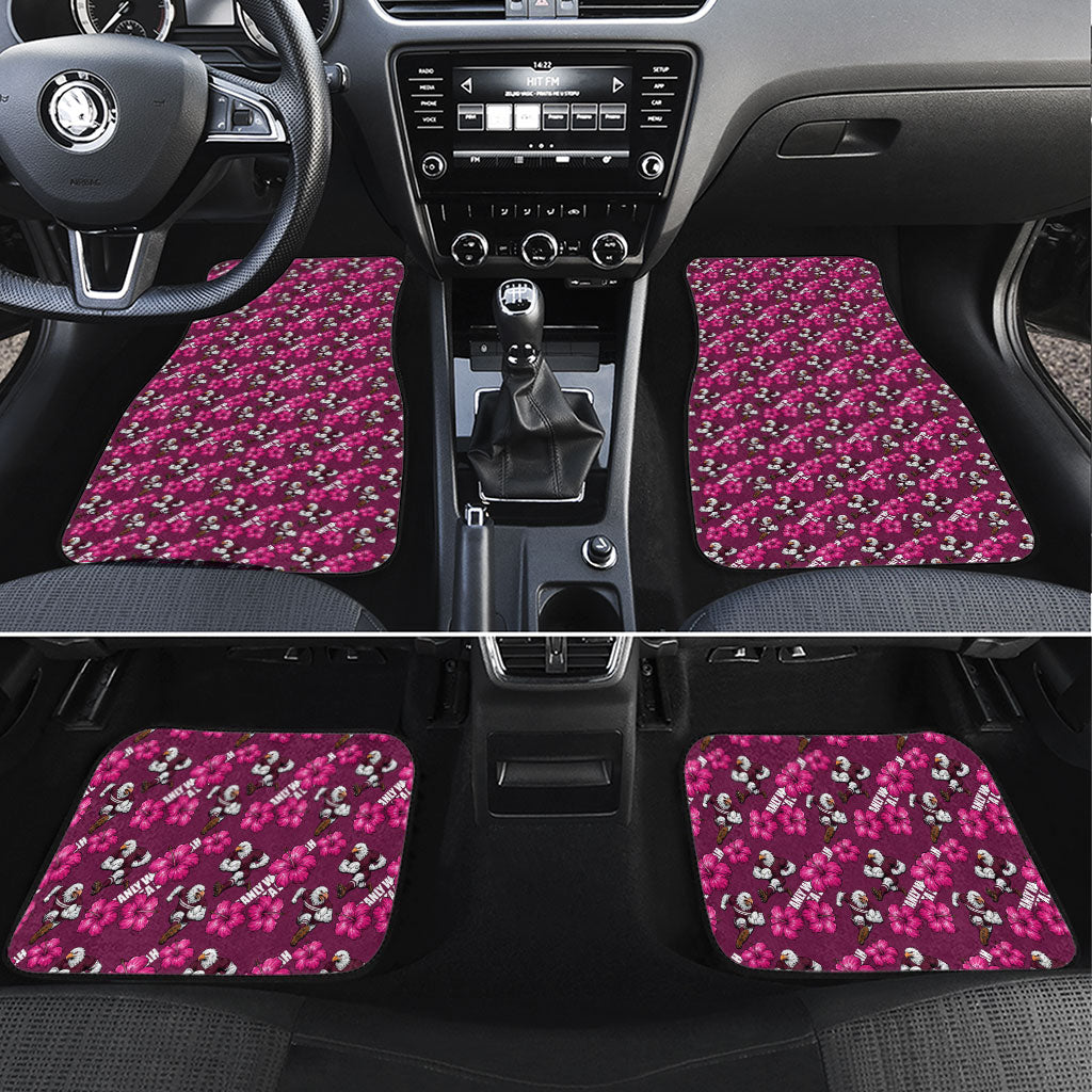 Manly Warringah Sea Eagles Car Mats Tropical Hibiscus Floral Seamless Rugby Mascot