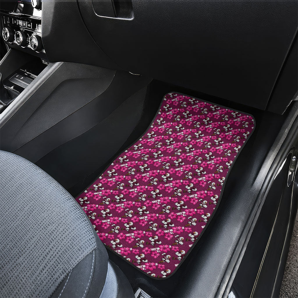Manly Warringah Sea Eagles Car Mats Tropical Hibiscus Floral Seamless Rugby Mascot