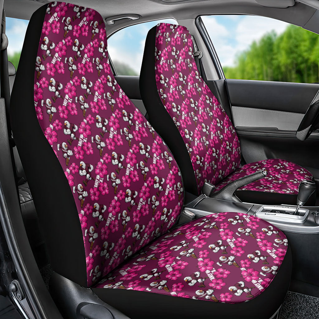 Manly Warringah Sea Eagles Car Seat Cover Tropical Hibiscus Floral Seamless Rugby Mascot