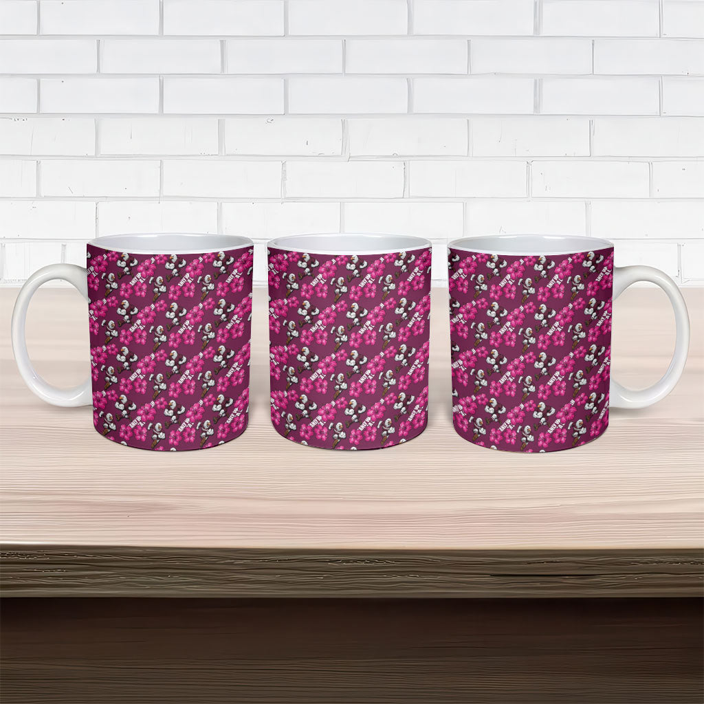 Manly Warringah Sea Eagles Ceramic Mug Tropical Hibiscus Floral Seamless Rugby Mascot