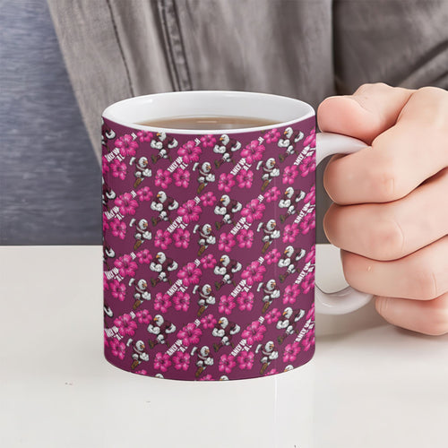 Manly Warringah Sea Eagles Ceramic Mug Tropical Hibiscus Floral Seamless Rugby Mascot