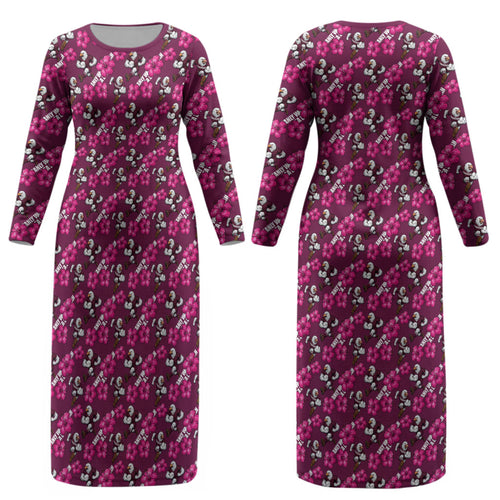 Manly Warringah Sea Eagles Couples Matching Long Sleeve Bodycon Dress and Long Sleeve Button Shirt Tropical Hibiscus Floral Seamless Rugby Mascot
