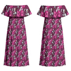 Manly Warringah Sea Eagles Couples Matching Off Shoulder Maxi Dress and Long Sleeve Button Shirt Tropical Hibiscus Floral Seamless Rugby Mascot