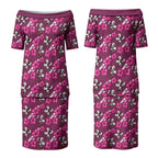 Manly Warringah Sea Eagles Couples Matching Puletasi and Hawaiian Shirt Tropical Hibiscus Floral Seamless Rugby Mascot
