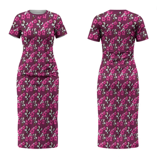Manly Warringah Sea Eagles Couples Matching Short Sleeve Bodycon Dress and Hawaiian Shirt Tropical Hibiscus Floral Seamless Rugby Mascot