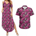 Manly Warringah Sea Eagles Couples Matching Summer Maxi Dress and Hawaiian Shirt Tropical Hibiscus Floral Seamless Rugby Mascot