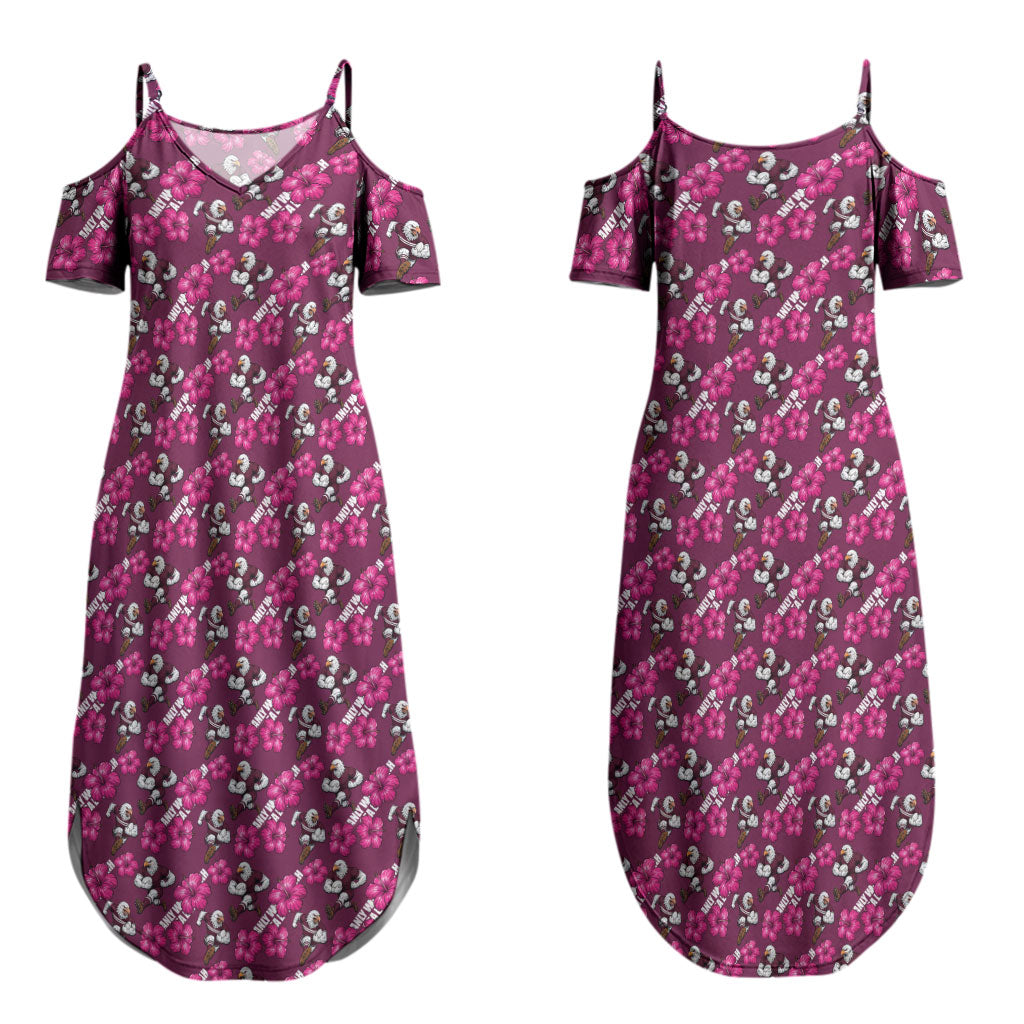 Manly Warringah Sea Eagles Couples Matching Summer Maxi Dress and Long Sleeve Button Shirt Tropical Hibiscus Floral Seamless Rugby Mascot