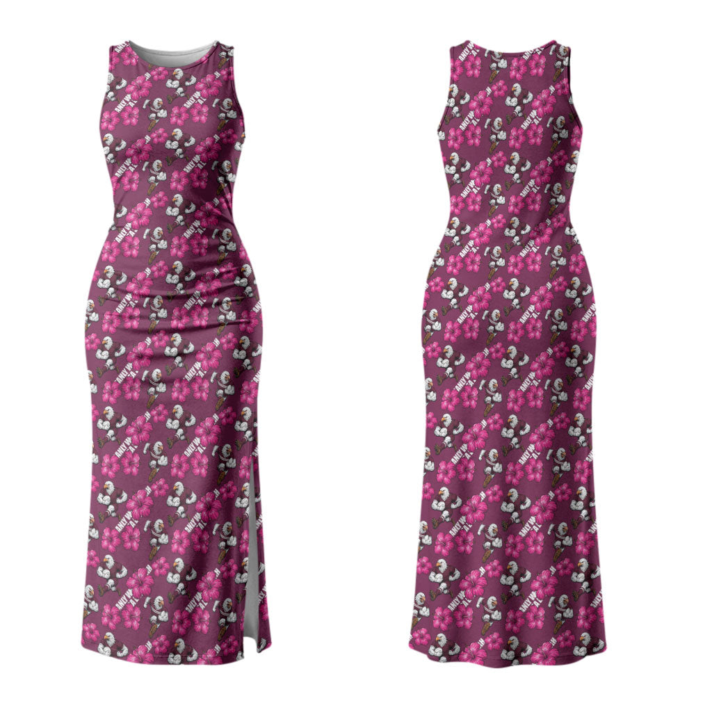 Manly Warringah Sea Eagles Couples Matching Tank Maxi Dress and Hawaiian Shirt Tropical Hibiscus Floral Seamless Rugby Mascot