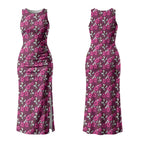 Manly Warringah Sea Eagles Couples Matching Tank Maxi Dress and Long Sleeve Button Shirt Tropical Hibiscus Floral Seamless Rugby Mascot