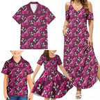 Manly Warringah Sea Eagles Family Matching Summer Maxi Dress and Hawaiian Shirt Tropical Hibiscus Floral Seamless Rugby Mascot