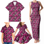 Manly Warringah Sea Eagles Family Matching Tank Maxi Dress and Hawaiian Shirt Tropical Hibiscus Floral Seamless Rugby Mascot