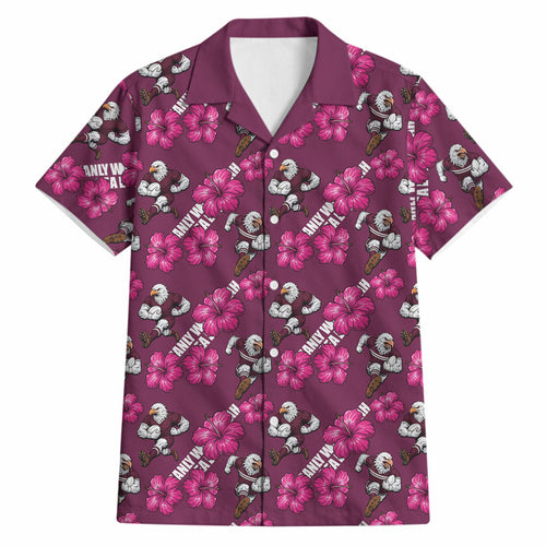 Manly Warringah Sea Eagles Hawaiian Shirt Tropical Hibiscus Floral Seamless Rugby Mascot