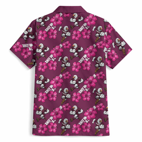 Manly Warringah Sea Eagles Hawaiian Shirt Tropical Hibiscus Floral Seamless Rugby Mascot