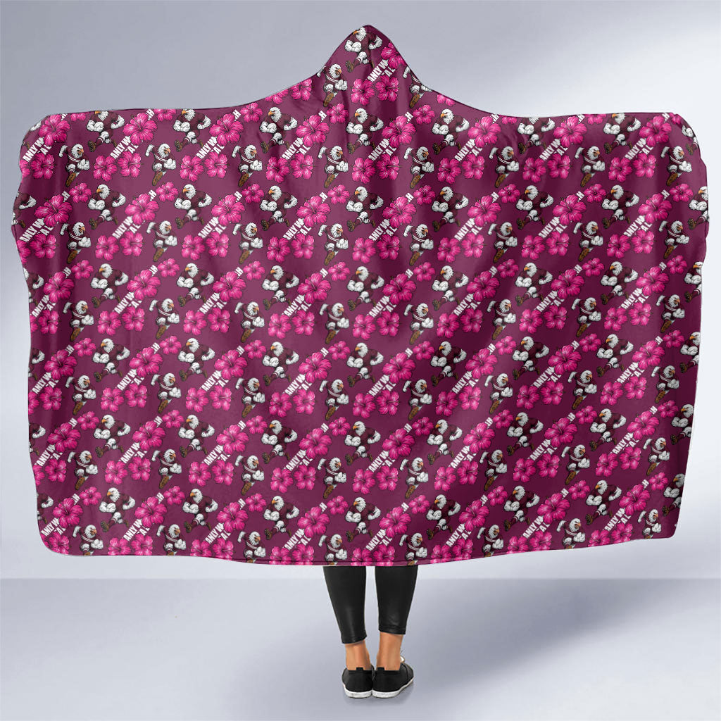 Manly Warringah Sea Eagles Hooded Blanket Tropical Hibiscus Floral Seamless Rugby Mascot