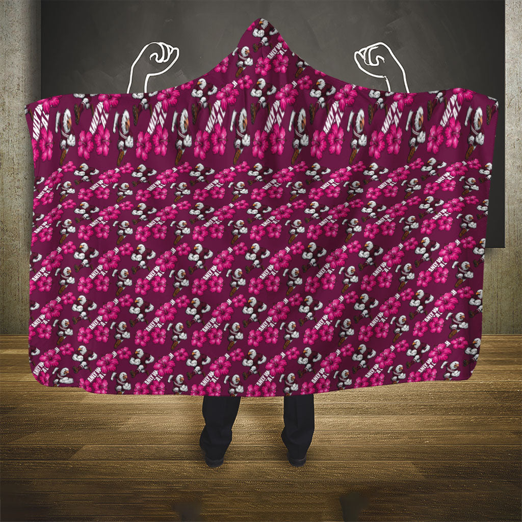 Manly Warringah Sea Eagles Hooded Blanket Tropical Hibiscus Floral Seamless Rugby Mascot