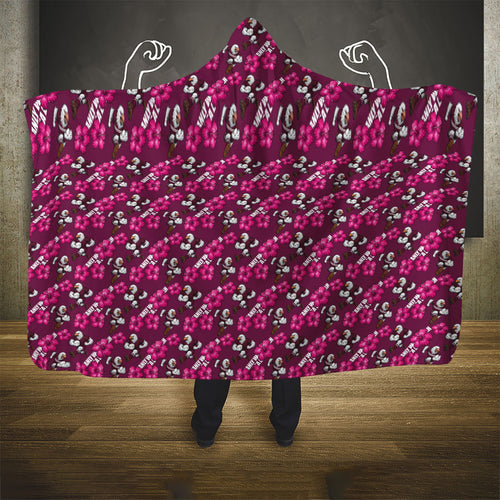 Manly Warringah Sea Eagles Hooded Blanket Tropical Hibiscus Floral Seamless Rugby Mascot