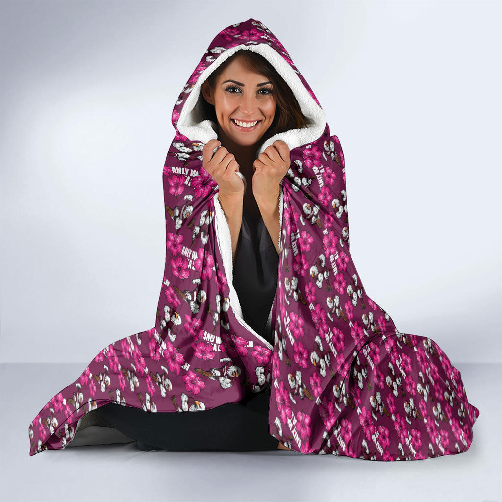 Manly Warringah Sea Eagles Hooded Blanket Tropical Hibiscus Floral Seamless Rugby Mascot