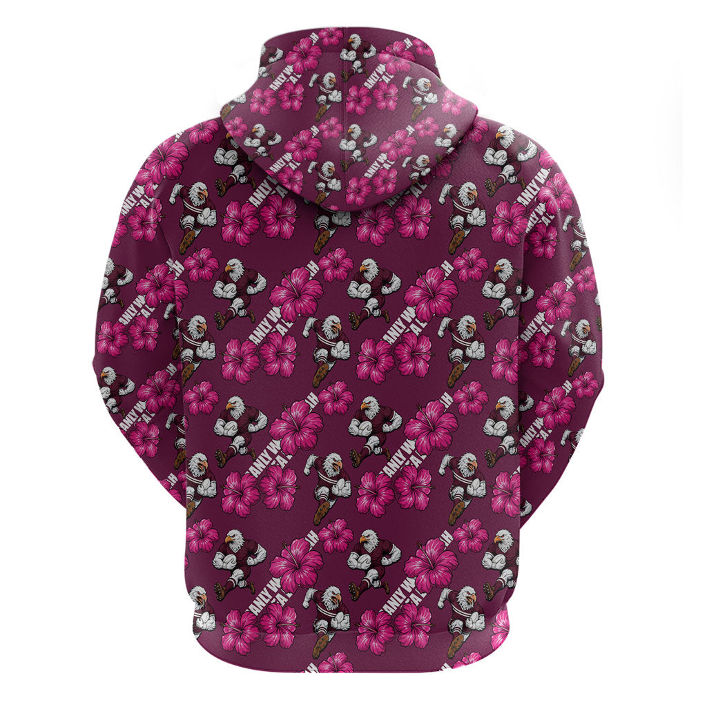 Manly Warringah Sea Eagles Hoodie Tropical Hibiscus Floral Seamless Rugby Mascot