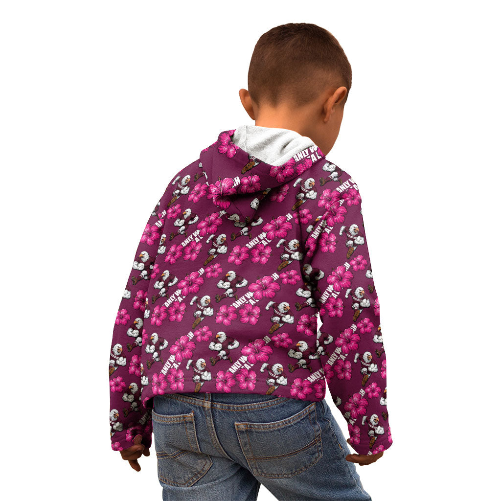 Manly Warringah Sea Eagles Kid Hoodie Tropical Hibiscus Floral Seamless Rugby Mascot