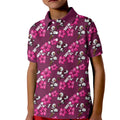 Manly Warringah Sea Eagles Kid Polo Shirt Tropical Hibiscus Floral Seamless Rugby Mascot