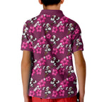 Manly Warringah Sea Eagles Kid Polo Shirt Tropical Hibiscus Floral Seamless Rugby Mascot