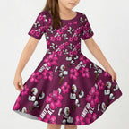 Manly Warringah Sea Eagles Kid Short Sleeve Dress Tropical Hibiscus Floral Seamless Rugby Mascot
