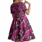 Manly Warringah Sea Eagles Kid Short Sleeve Dress Tropical Hibiscus Floral Seamless Rugby Mascot