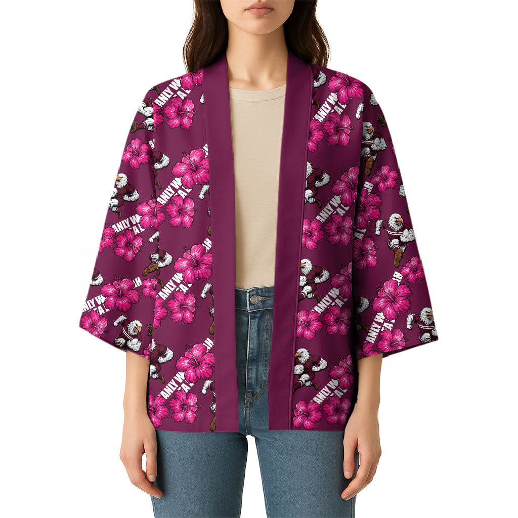 Manly Warringah Sea Eagles Kimono Tropical Hibiscus Floral Seamless Rugby Mascot