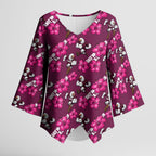 Manly Warringah Sea Eagles Kimono Sleeve Blouse Tropical Hibiscus Floral Seamless Rugby Mascot