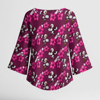 Manly Warringah Sea Eagles Kimono Sleeve Blouse Tropical Hibiscus Floral Seamless Rugby Mascot