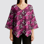 Manly Warringah Sea Eagles Kimono Sleeve Blouse Tropical Hibiscus Floral Seamless Rugby Mascot