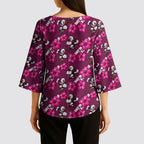 Manly Warringah Sea Eagles Kimono Sleeve Blouse Tropical Hibiscus Floral Seamless Rugby Mascot