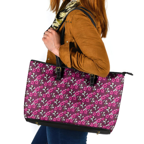 Manly Warringah Sea Eagles Leather Tote Bag Tropical Hibiscus Floral Seamless Rugby Mascot