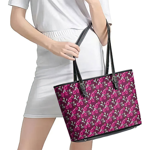 Manly Warringah Sea Eagles Leather Tote Bag Tropical Hibiscus Floral Seamless Rugby Mascot