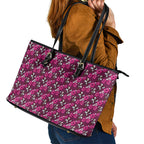 Manly Warringah Sea Eagles Leather Tote Bag Tropical Hibiscus Floral Seamless Rugby Mascot