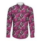 Manly Warringah Sea Eagles Long Sleeve Button Shirt Tropical Hibiscus Floral Seamless Rugby Mascot
