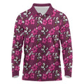 Manly Warringah Sea Eagles Long Sleeve Polo Shirt Tropical Hibiscus Floral Seamless Rugby Mascot