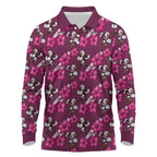 Manly Warringah Sea Eagles Long Sleeve Polo Shirt Tropical Hibiscus Floral Seamless Rugby Mascot